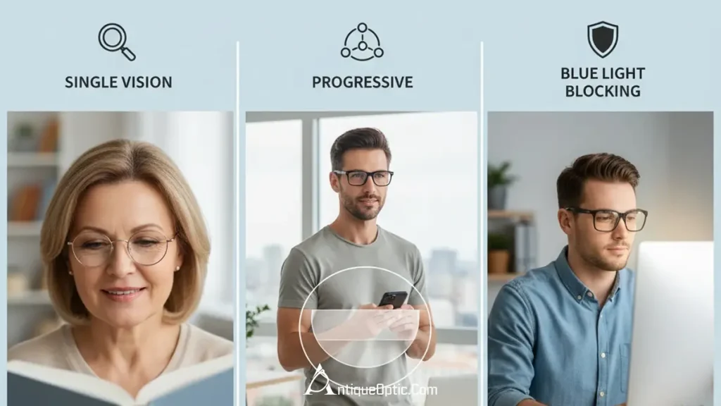 تفاوت لنز تکقدرتی، پروگرسیو و لنزهای مخصوص کامپیوتر