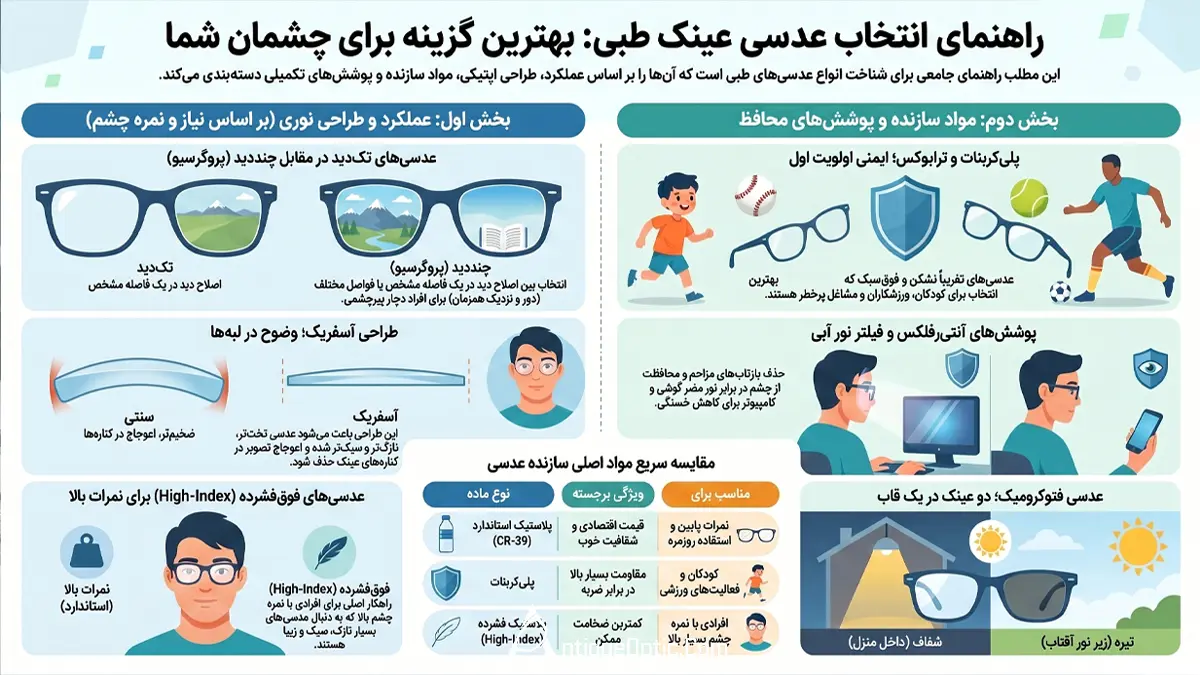راهنمای جامع انواع عدسی طبی